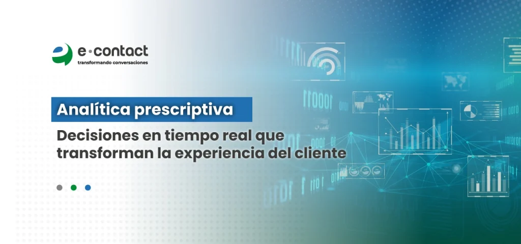 Pantallas con gráficos y datos representando analítica prescriptiva en un centro de experiencia del cliente